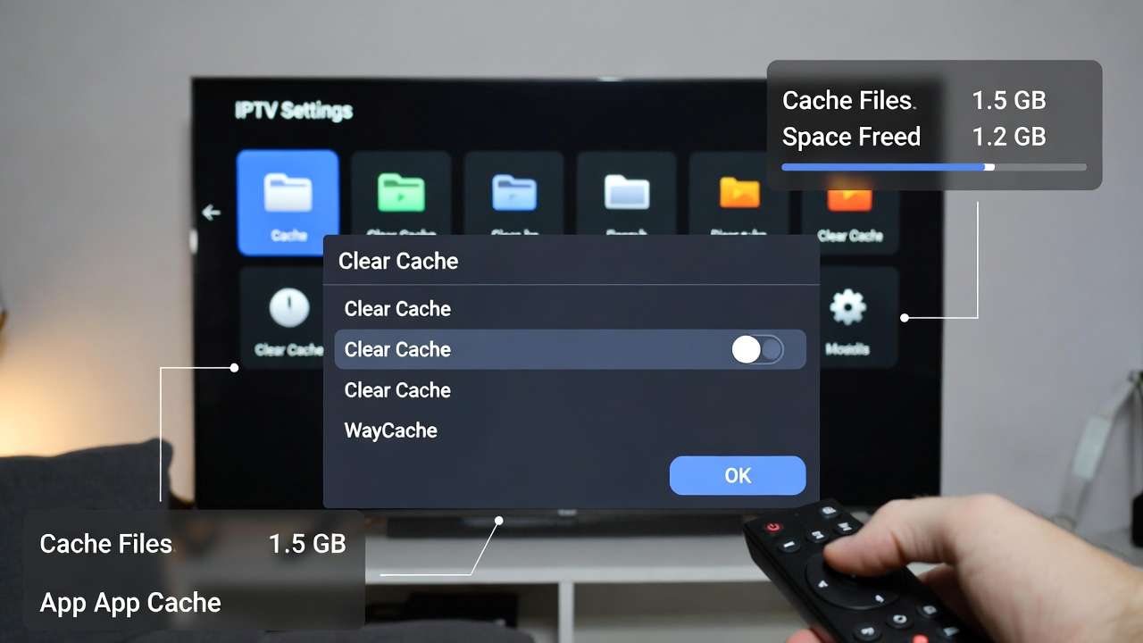 clearing iptv app cache to fix buffering and freezing issues on streaming devices