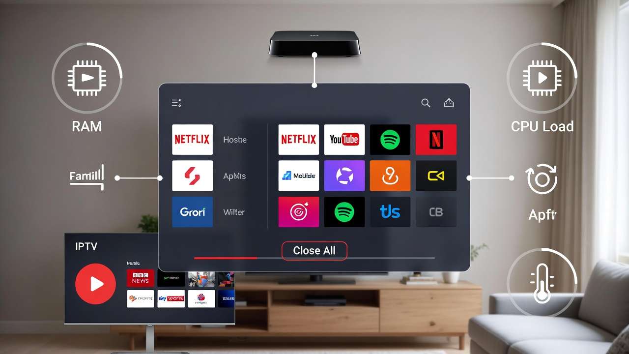 freeing device ram and closing background apps to fix iptv buffering issues