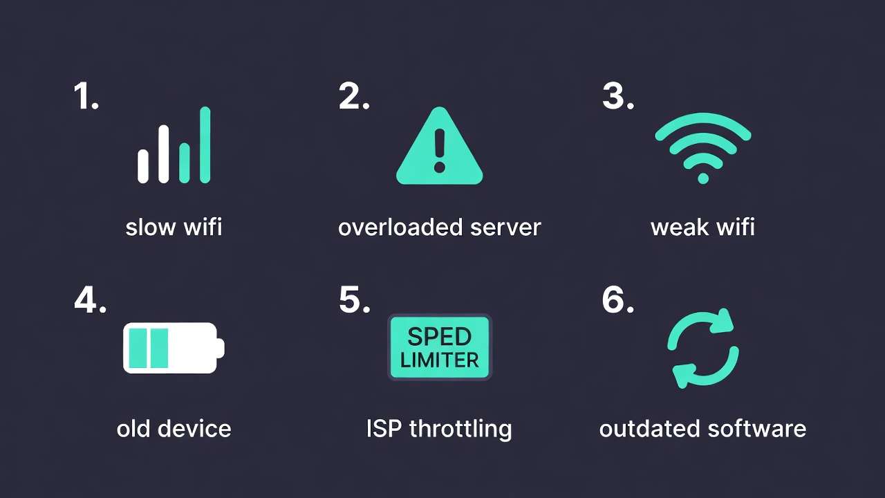 common causes of iptv buffering including slow internet server congestion and weak wifi